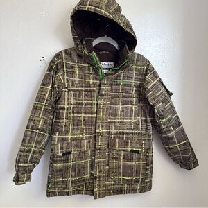 Columbia Kids Plaid winter waterproof coat  - Green and Brown